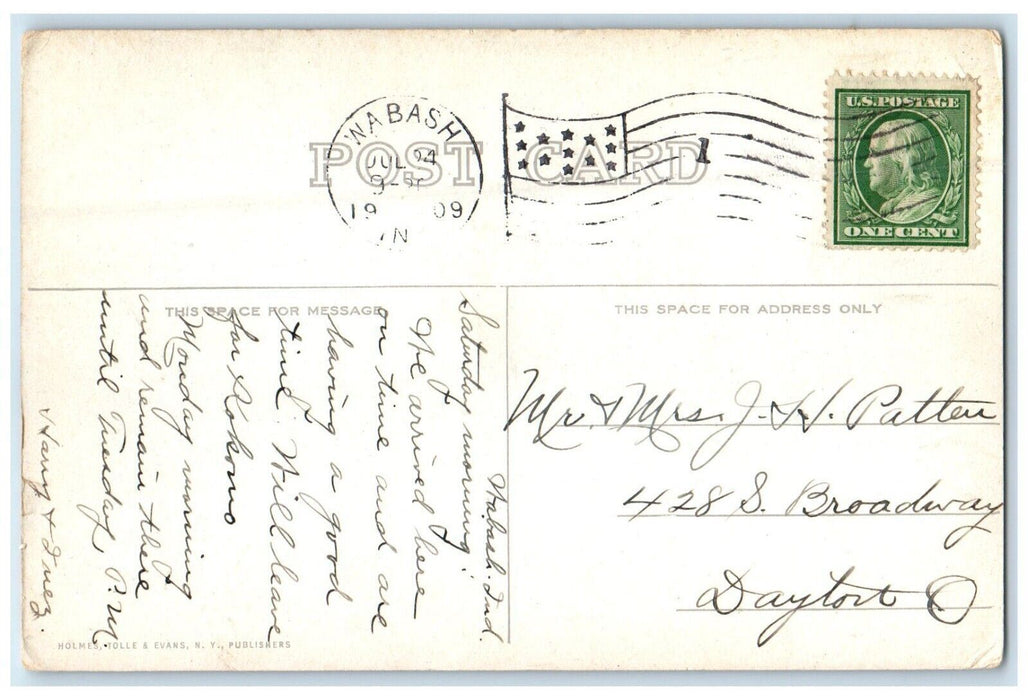1909 View Of Big Four Depot And Cut Wabash Indiana IN Posted Antique Postcard