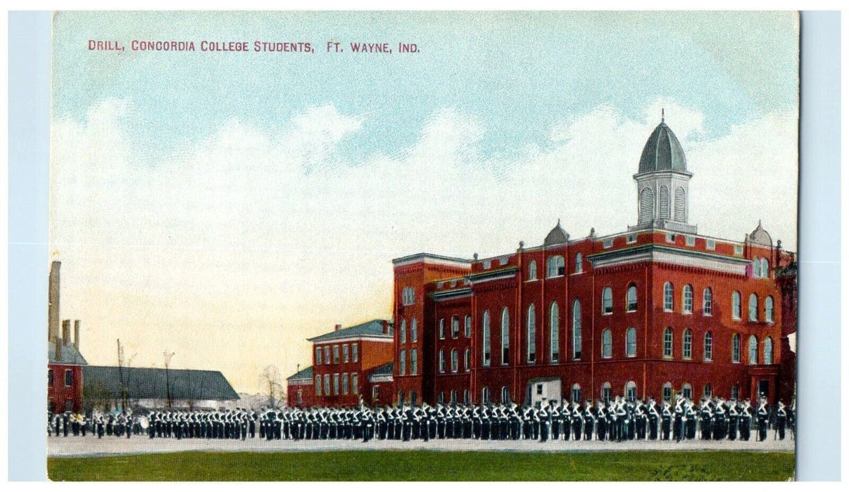 Drill Concordia College Students Fort Wayne Indiana IN Posted Antique Postcard