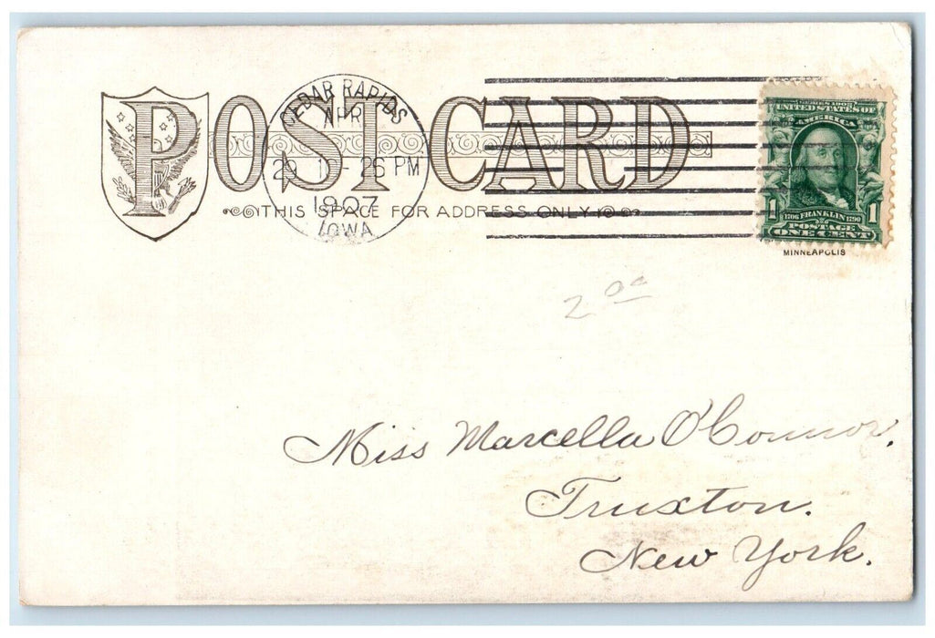 1907 Mercy Hospital Building Cedar Rapids Iowa IA Antique Posted Postcard