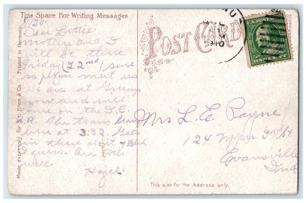 1910 Fairbanks Memorial Library Terre Haute Indiana IN Posted Antique Postcard