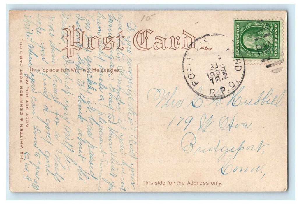 1909 Knights Lodge Store Pythian Hall Pinecones West Bethel Maine RPO Postcard
