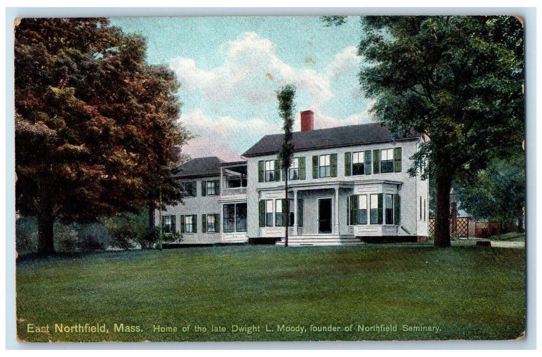 c1910 Home of the Late Dwight L Moody East Northfield Massachusetts MA Postcard