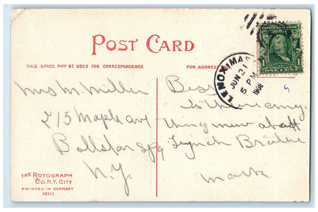 1908 Scene at Main Street Lenox Massachusetts MA Posted Antique Postcard