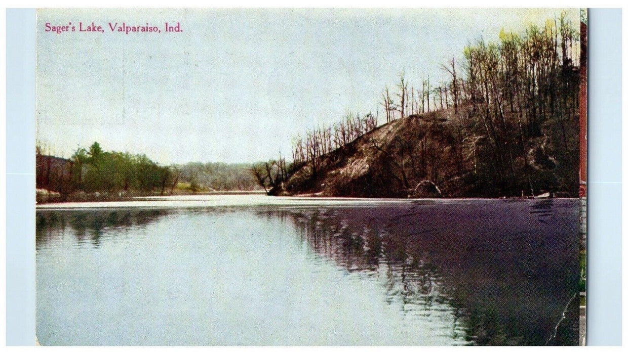 1910 Scenic View Sagers Lake Valparaiso Indiana IN Posted Antique Postcard