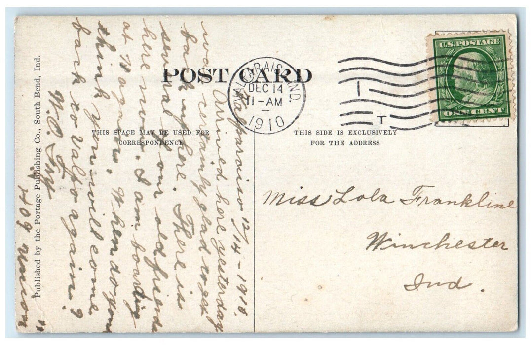 1910 Scenic View Sagers Lake Valparaiso Indiana IN Posted Antique Postcard