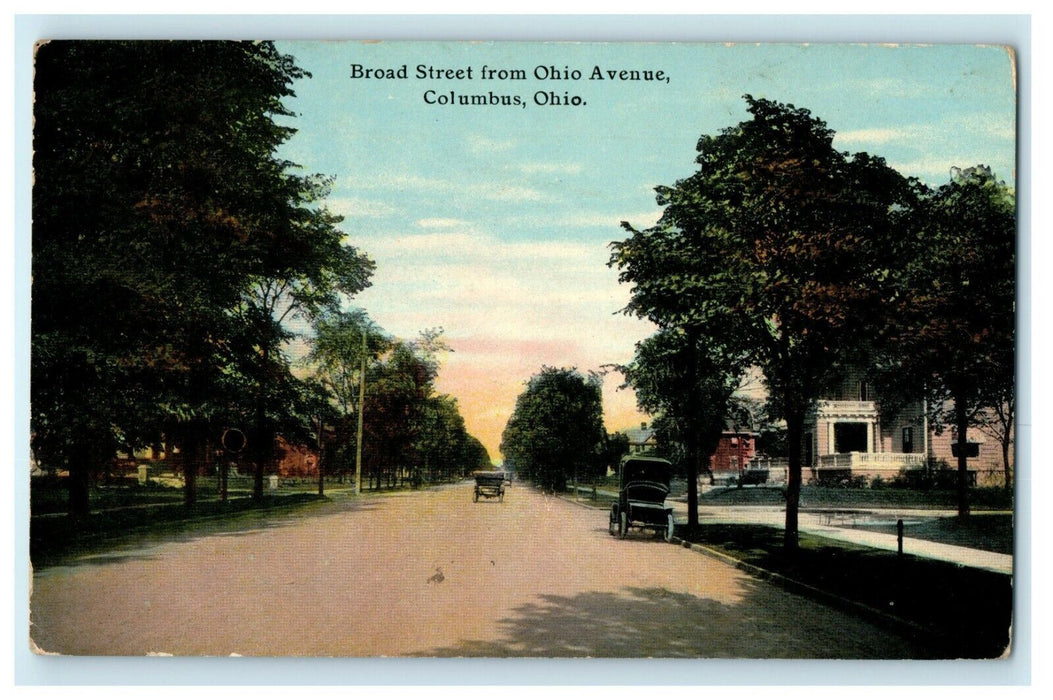 Broad Street From Ohio Avenue Columbus Ohio OH Unposted Postcard