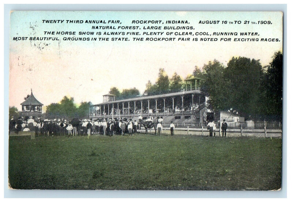 1909 23rd Annual Fair Rockport Indiana IN Advertising Horse Show Postcard