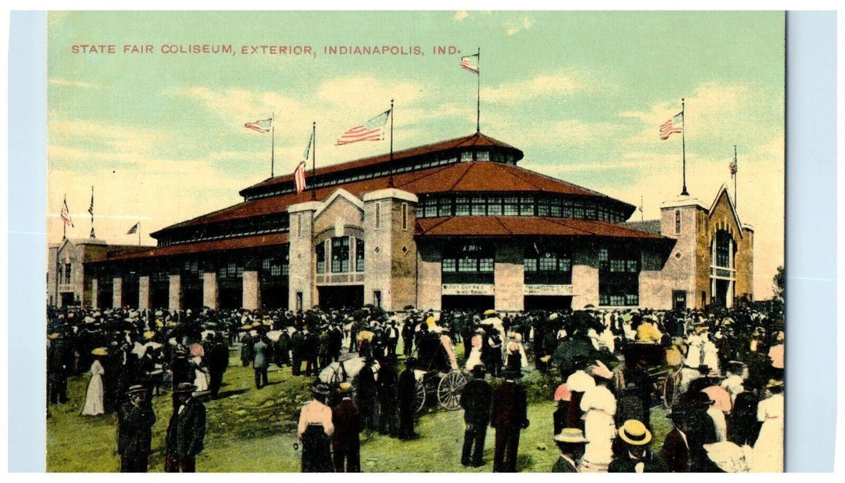 c1910's State Fair Coliseum Exterior Indianapolis Indiana IN Antique Postcard