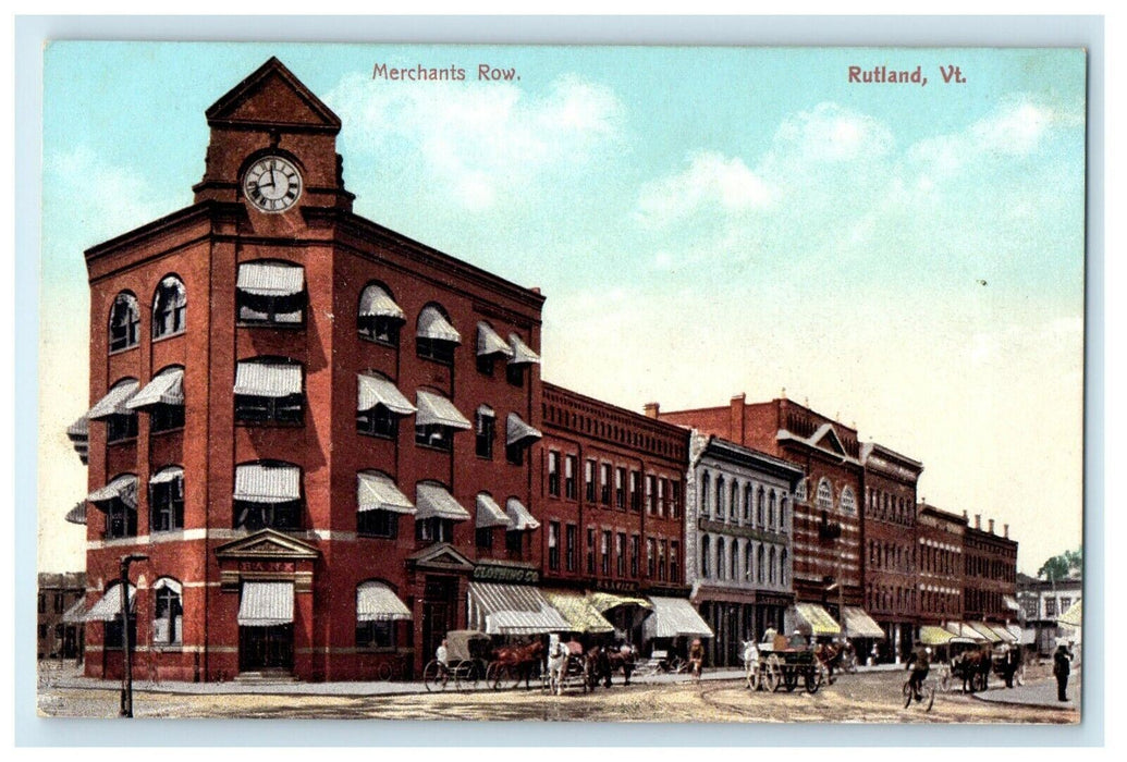 1914 Merchants Row, Rutland, Vermont VT Antique Unposted Postcard