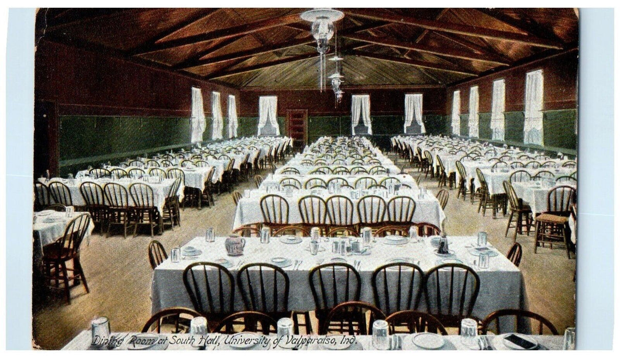 1909 Dining Room South Hall University Of Valparaiso Indiana IN Antique Postcard