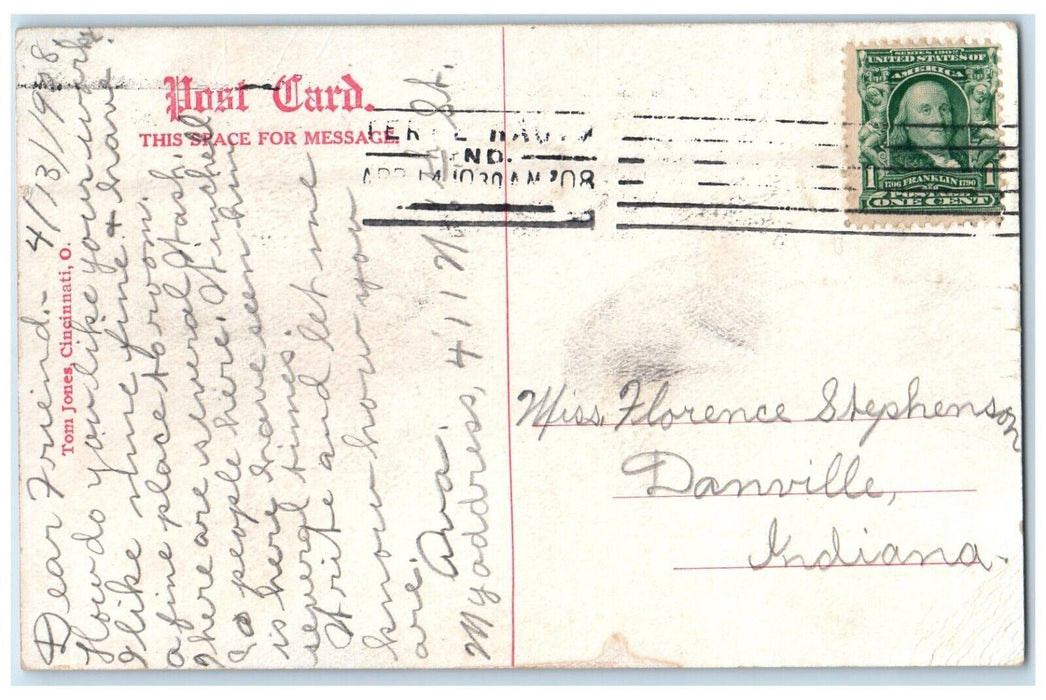 1908 Post Office Building Street View Terre Haute Indiana IN Antique Postcard