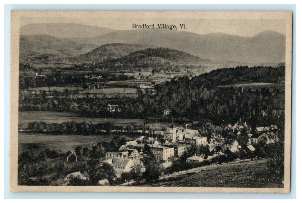 c1911 Aerial View of Bradford Village, Bradford, Vermont VT Antique Postcard