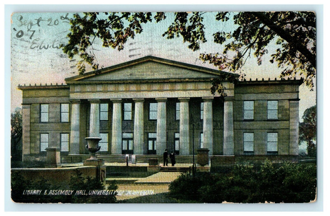 1907 Library and Assembly Hall, University of Minnesota MN Antique Postcard
