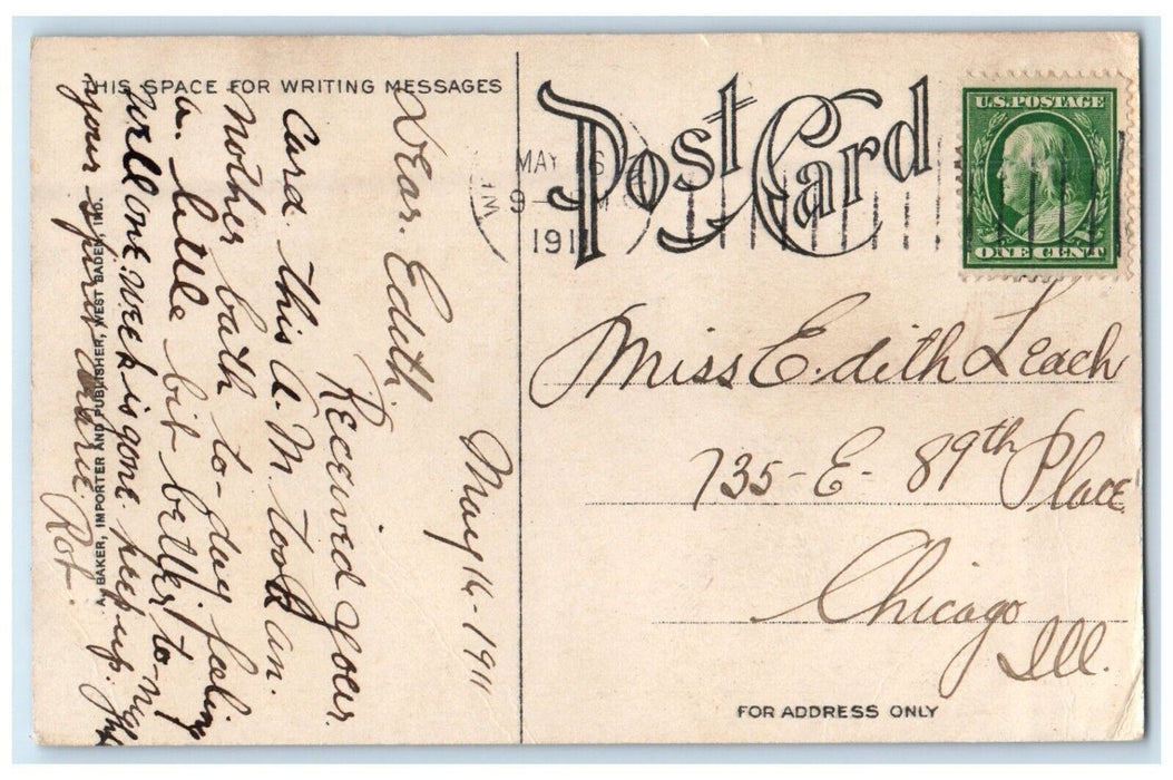 1911 West Baden Depot Station West Baden Indiana IN Antique Posted Postcard