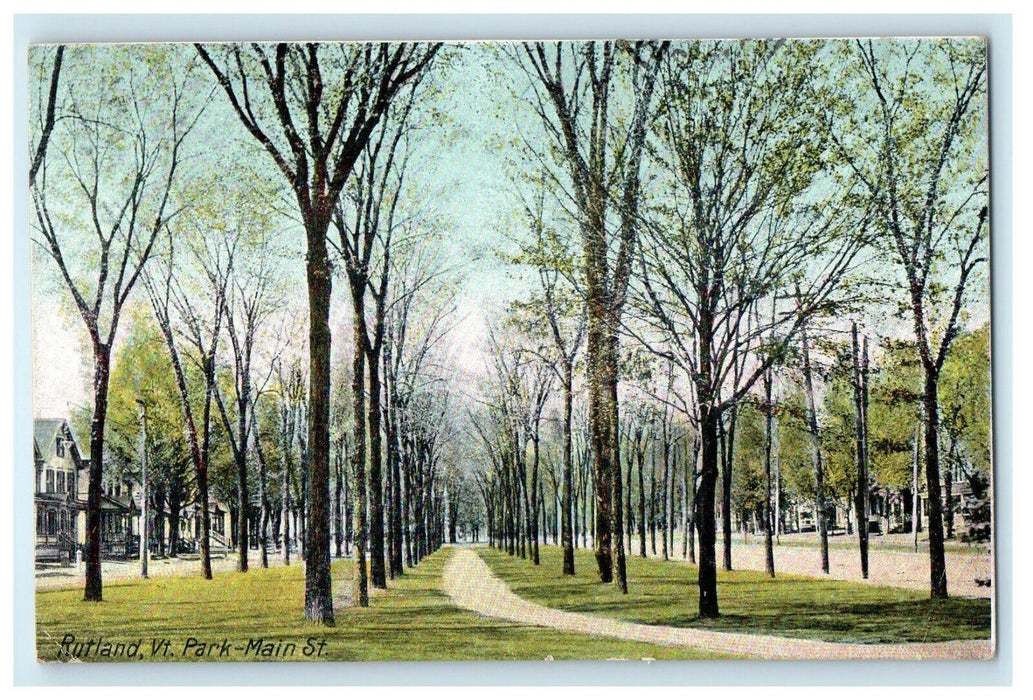 1910 Park - Main Street, Rutland, Vermont VT Antique Posted Postcard