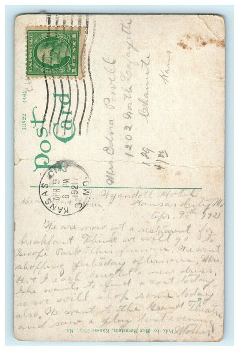 1921 New Union Station, By Night, Kansas City, Missouri MO Postcard