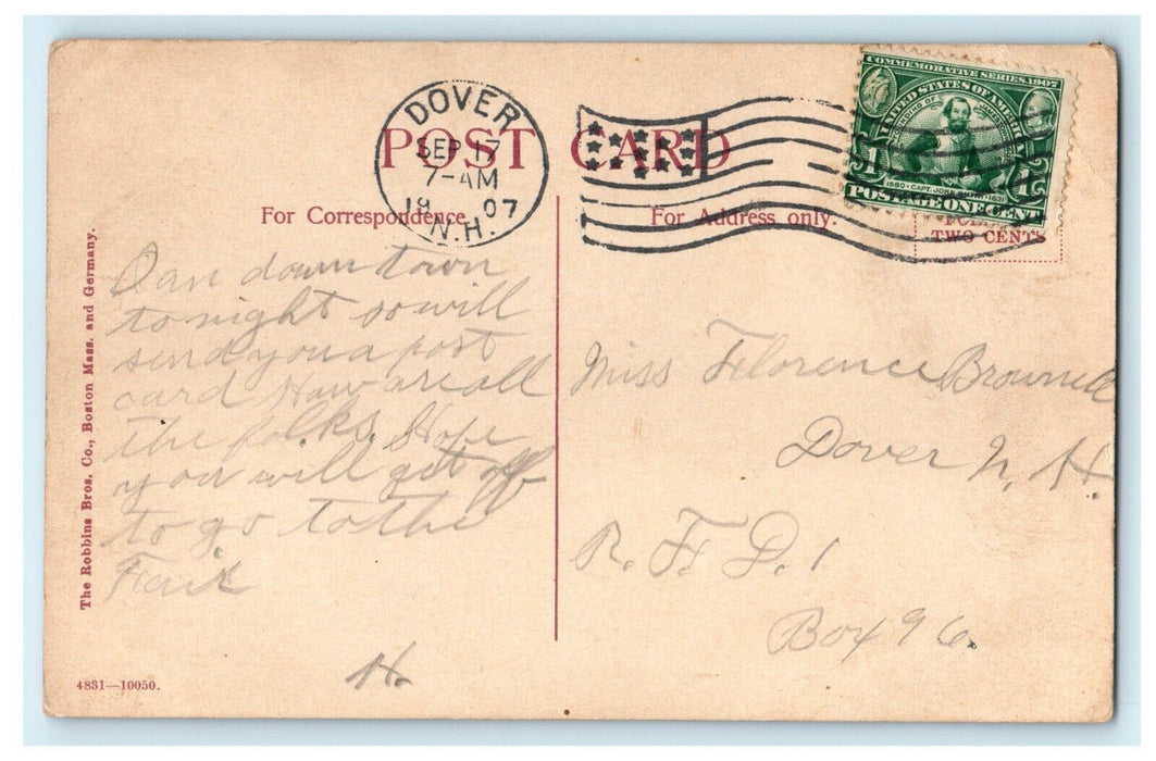 1907 Sunset on Piscataqua River, Portsmouth New Hampshire, NH Antique Postcard
