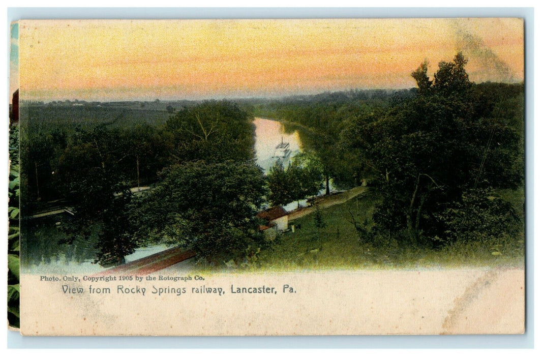 1916 View from Rocky Springs Railway, Lancaster Pennsylvania PA Postcard