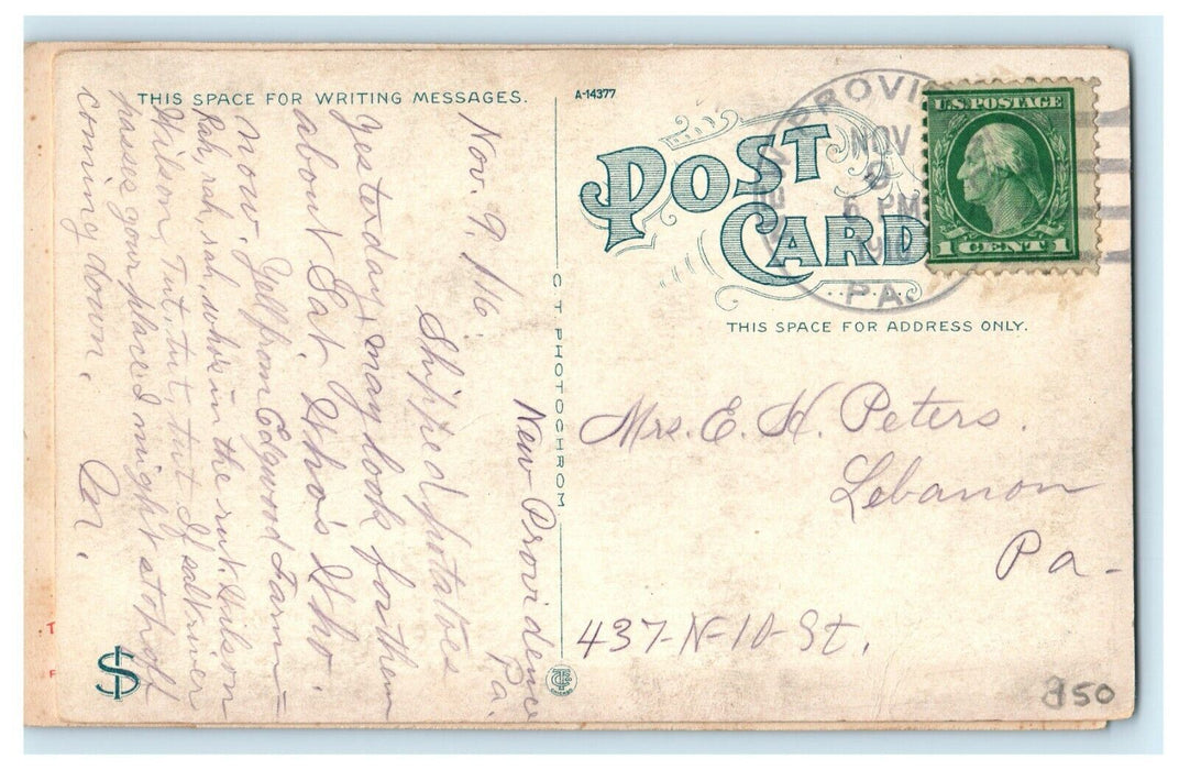 1916 View from Rocky Springs Railway, Lancaster Pennsylvania PA Postcard