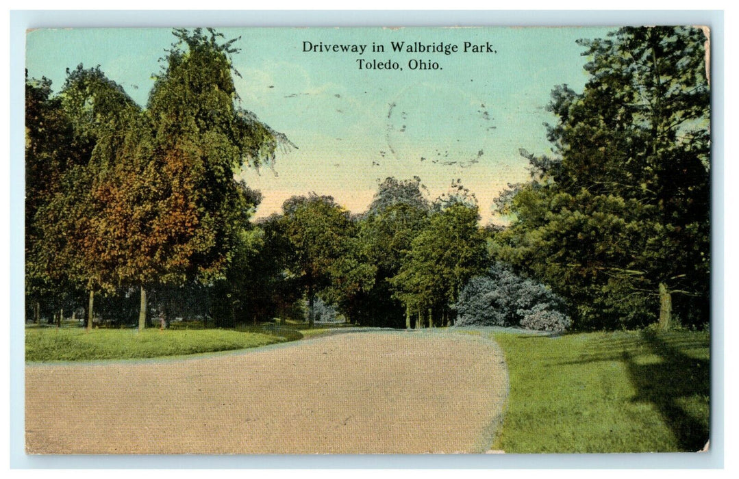 1912 Driveway in Walbridge Park, Toledo, Ohio OH Antique Postcard