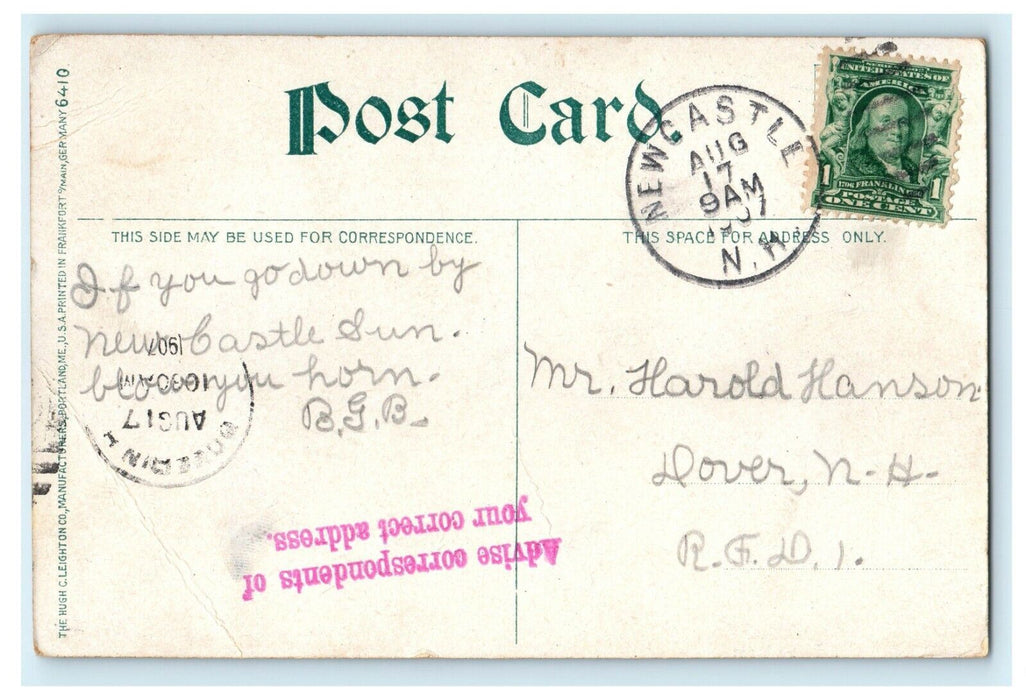 c1907 Portsmouth NH Whaleback Light Harbor Castle New Hampshire Postcard