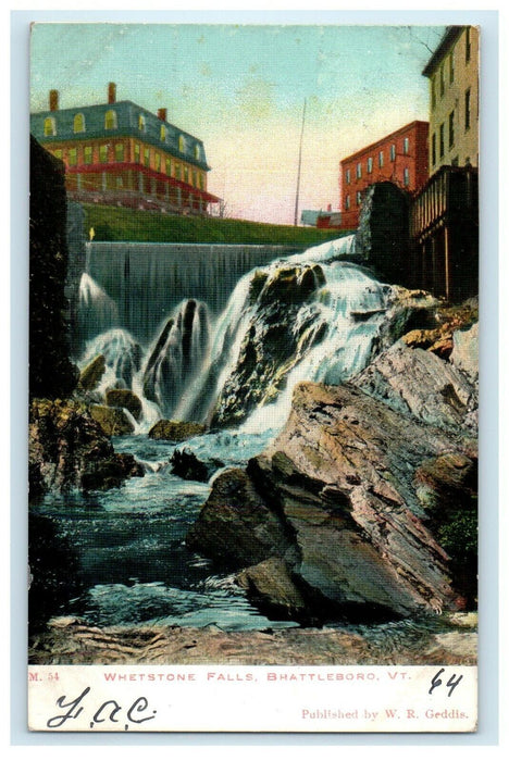 c1909 Whetstone Falls, Brattleboro Vermont VT Antique Posted Postcard