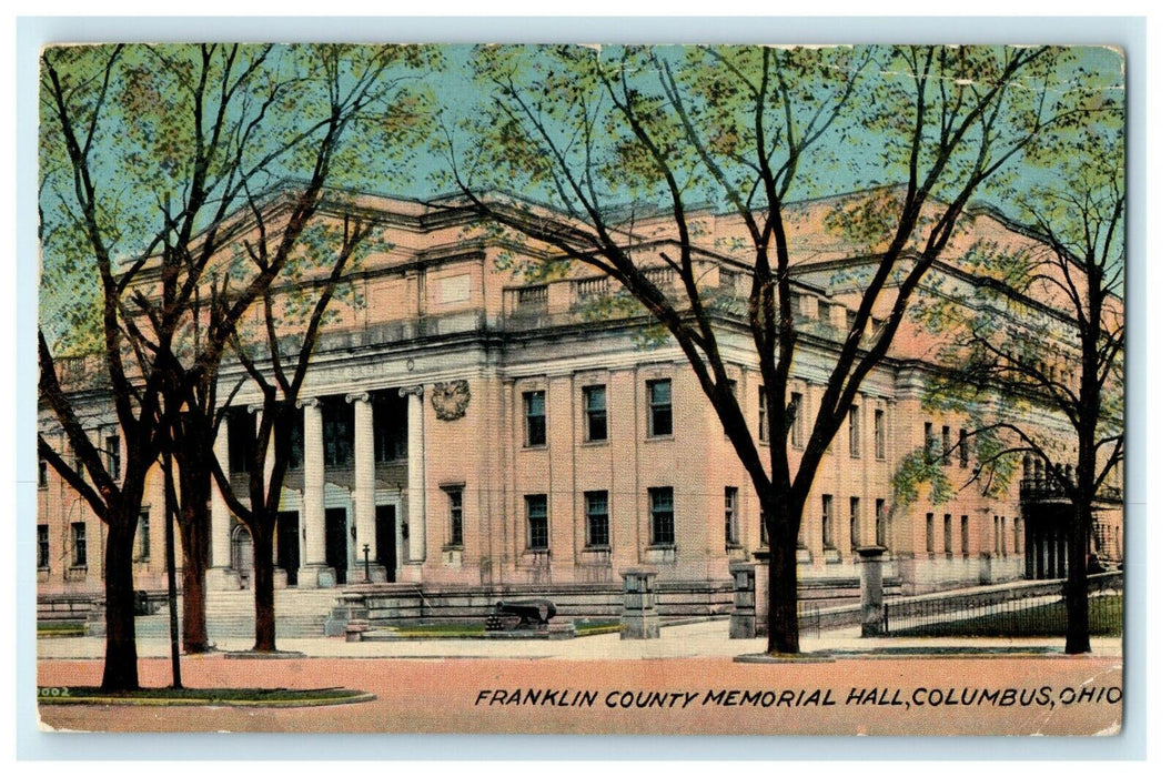 c1913 Franklin Country Memorial Hall Columbus Ohio OH Antique Postcard