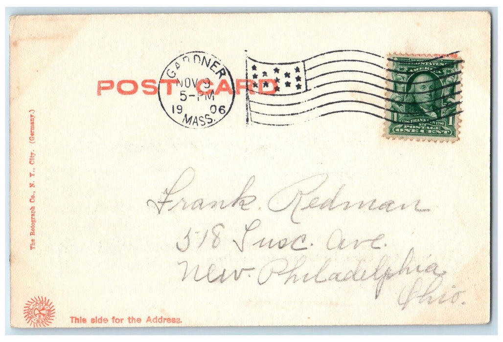 1906 Boat House Crystal Lake Gardner Massachusetts MA Posted Postcard