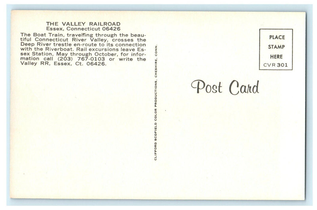 The Valley Railroad Train Crosses Deep River Essex Connecticut CT Postcard