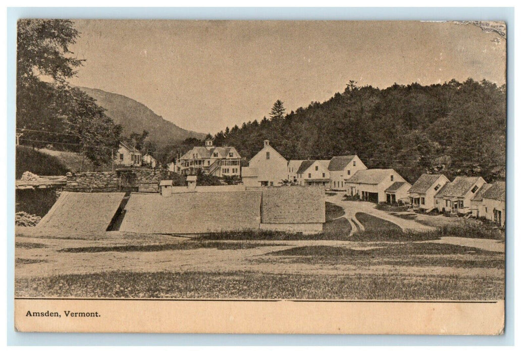 1909 View of Houses in Amsden Vermont VT Antique Unposted Postcard