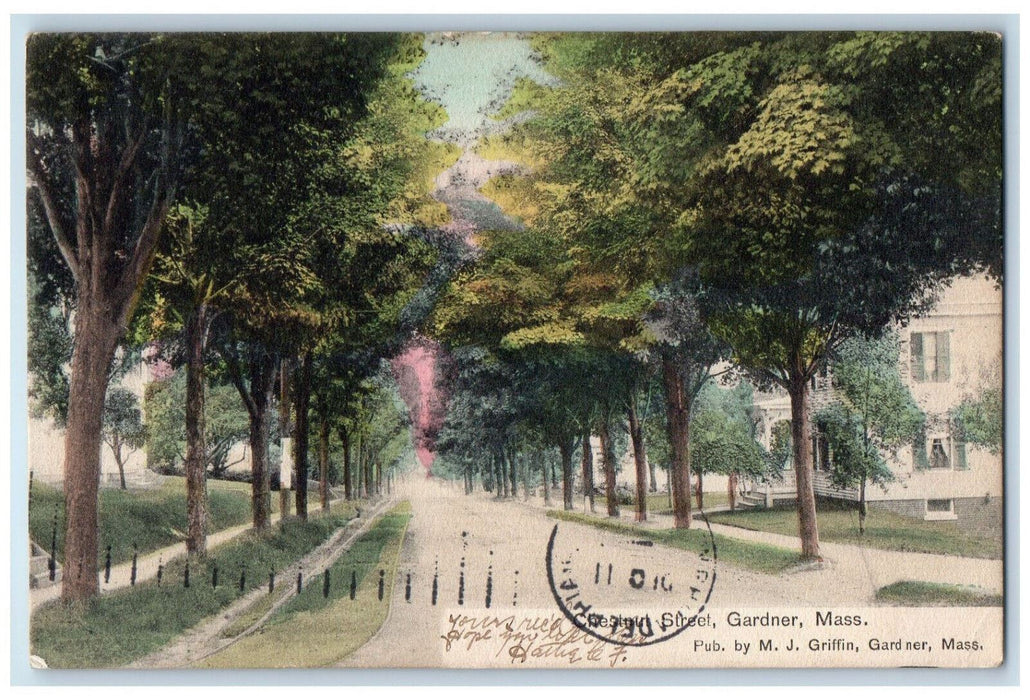 1906 Chestnut Street Gardner Massachusetts MA Posted Antique Postcard