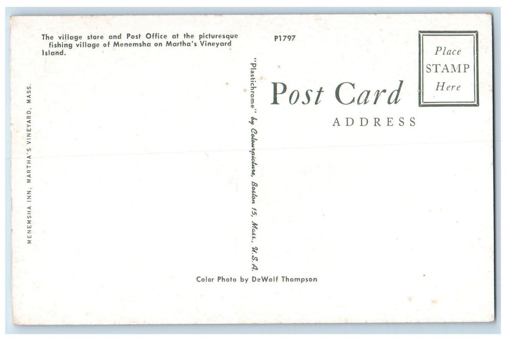 c1960's Store Post Office Martha's Vineyard Island Massachusetts MA Postcard