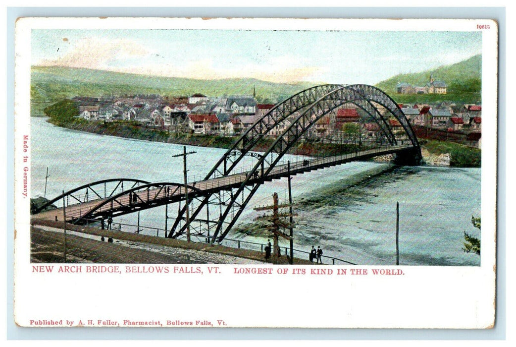 c1905 View of New Arch Bridge, Vermont VT Antique Posted Cancel Postcard