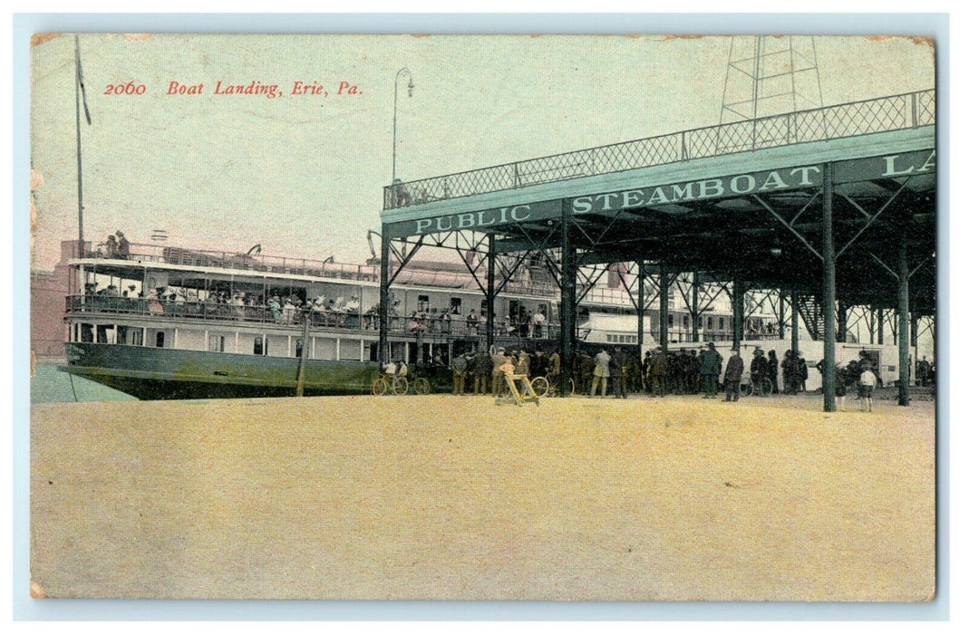 c1913 Boat Landing Public Steamboat Erie Pennsylvania PA Antique Postcard