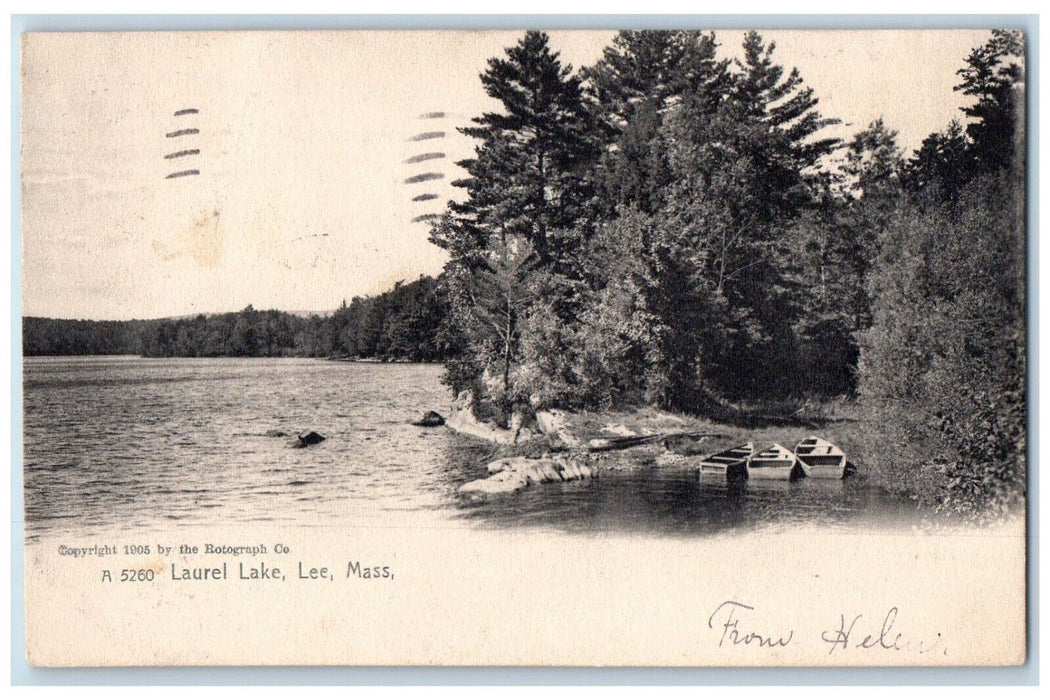 1906 Three Boats at Laurel Lake Lee Massachusetts MA Posted Antique Postcard