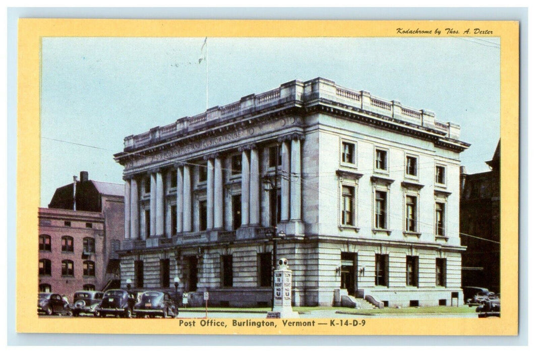 1927 Post Office, Burlington, Vermont VT Vintage Unposted Postcard