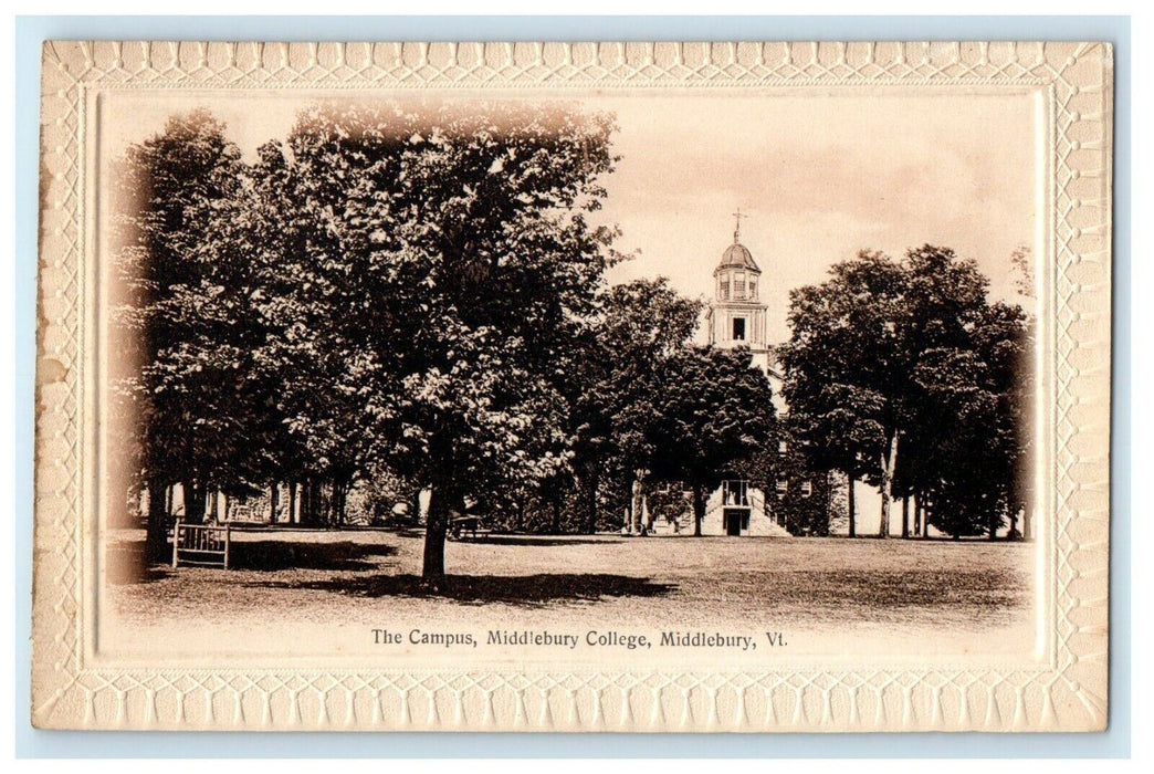 c1910 The Campus Middlebury College Vermont VT Embossed Linen Postcard