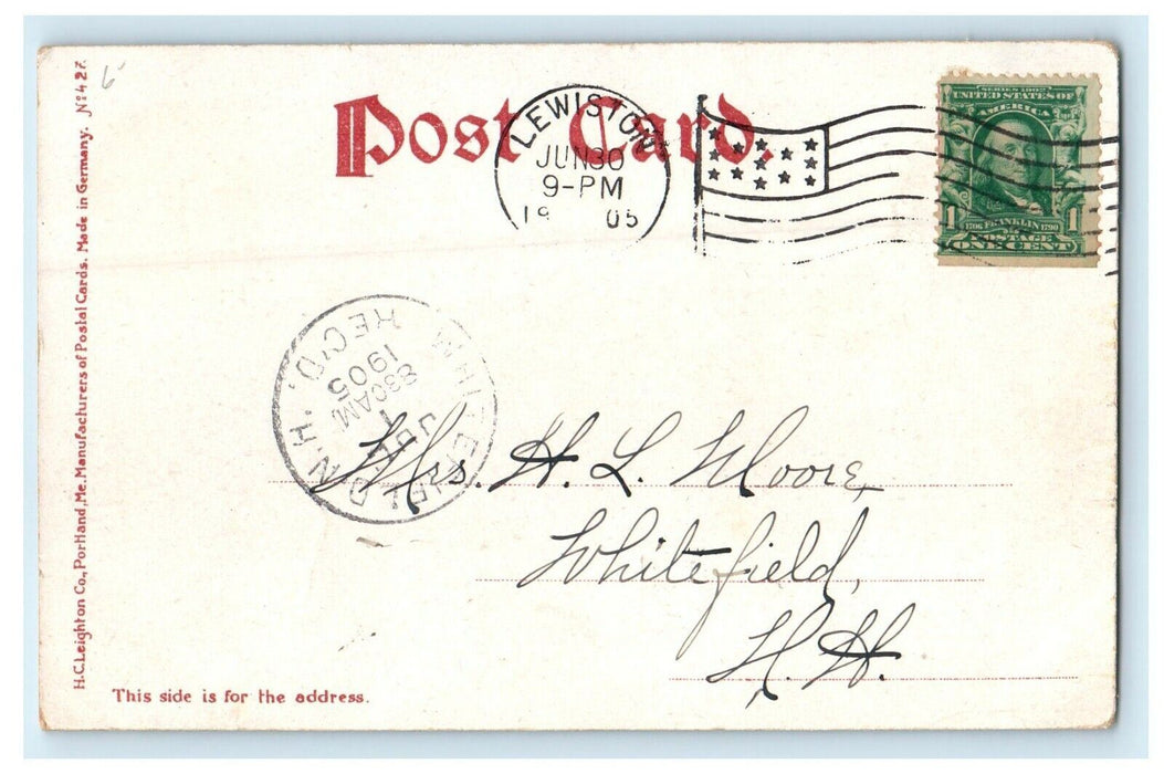 1905 New Meadows Inn Hotel Rowboat View Bath Maine ME Antique Postcard