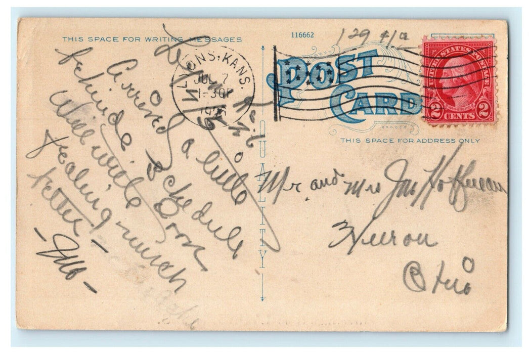 1926 Greetings from Lyons, Kansas City, Missouri MO Antique Postcard