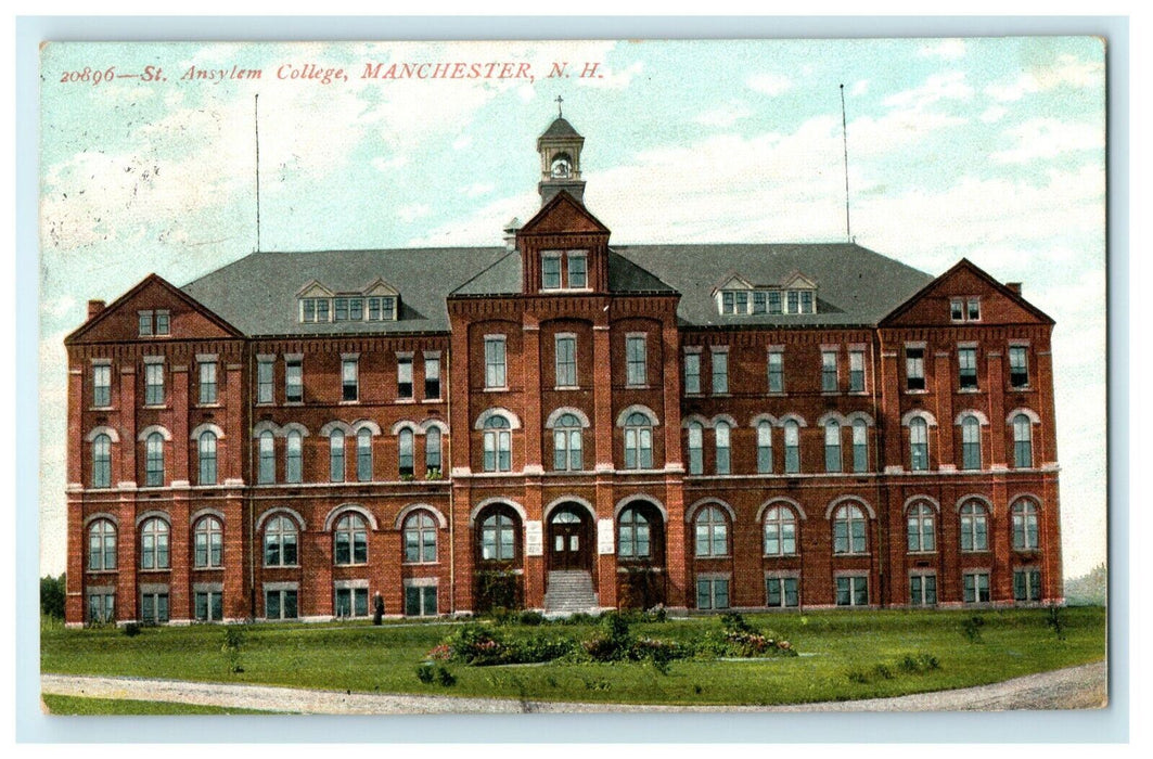 1912 St. Anyslem College, Manchester, New Hampshire NH Antique Postcard