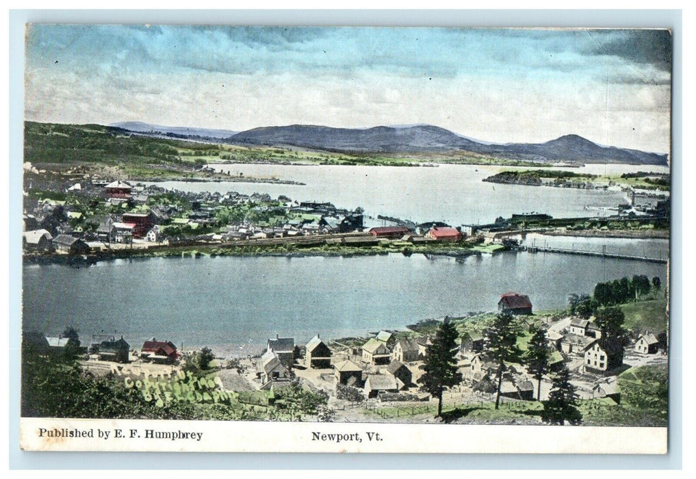 1910 Aerial View of Houses, Newport, Vermont VT Antique Posted Postcard