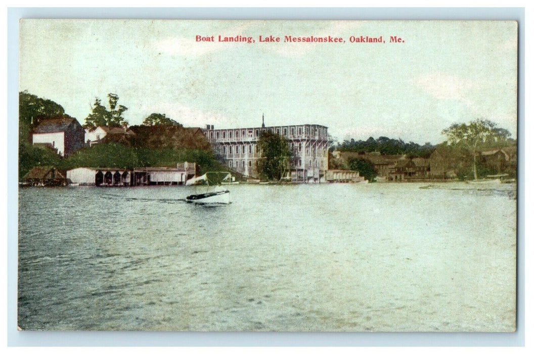 c1905 Boat Landing Lake Messalonskee Oakland Maine ME Antique Postcard