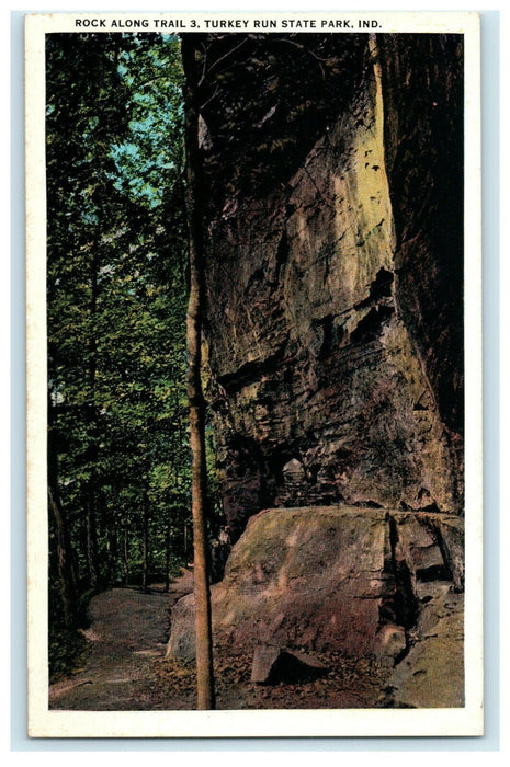 1938 Rock Along Trail 3, Turkey Run State Park, Marshall Indiana IN Postcard