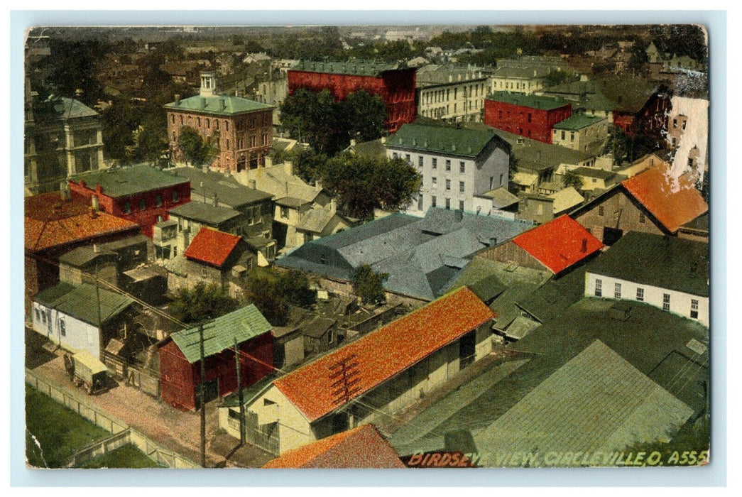 c1910 Birdseye View Circleville Ohio OH Antique Postcard