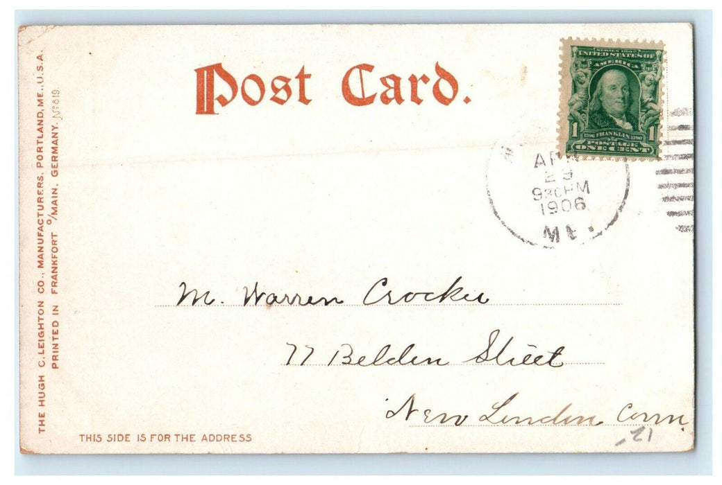 1906 Main Street Opera House Block Tower Clock Norway Maine ME Antique Postcard