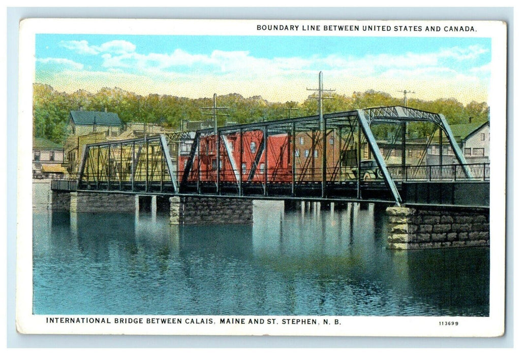 c1932 Boundary Line Between United States and Canada Vintage Postcard
