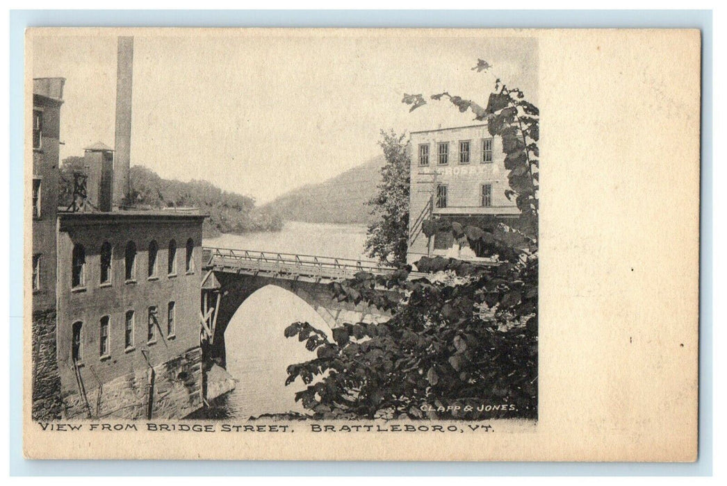 c1905 A View from Bridge Street, Brattleboro, Vermont VT Antique Postcard