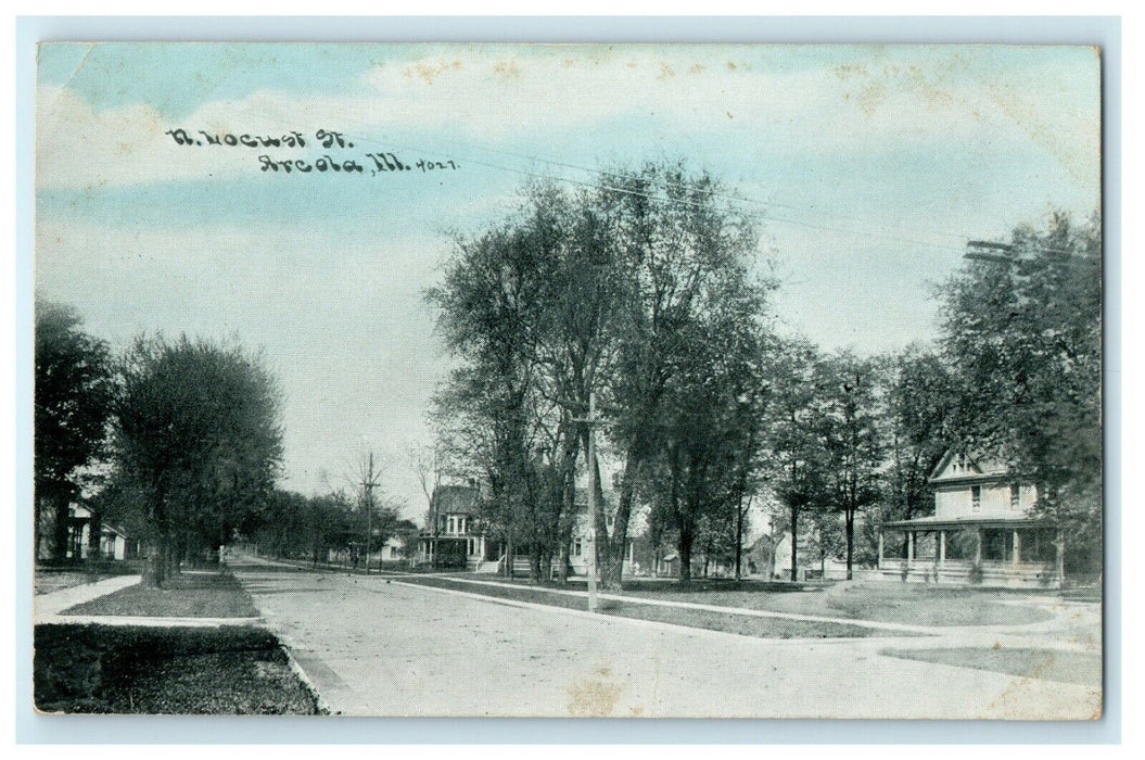 1910 North Locust Street, Arcola Illinois IL Posted Antique Postcard