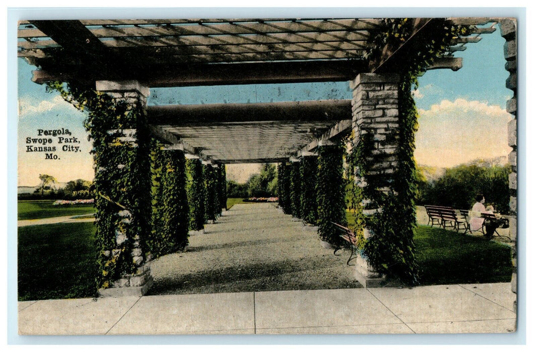 1917 Pergola, Swope Park, Kansas City, Missouri MO Antique Postcard
