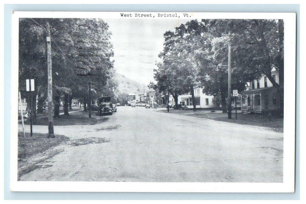 c1953 West Street, Bristol Vermont VT Vintage Posted Postcard